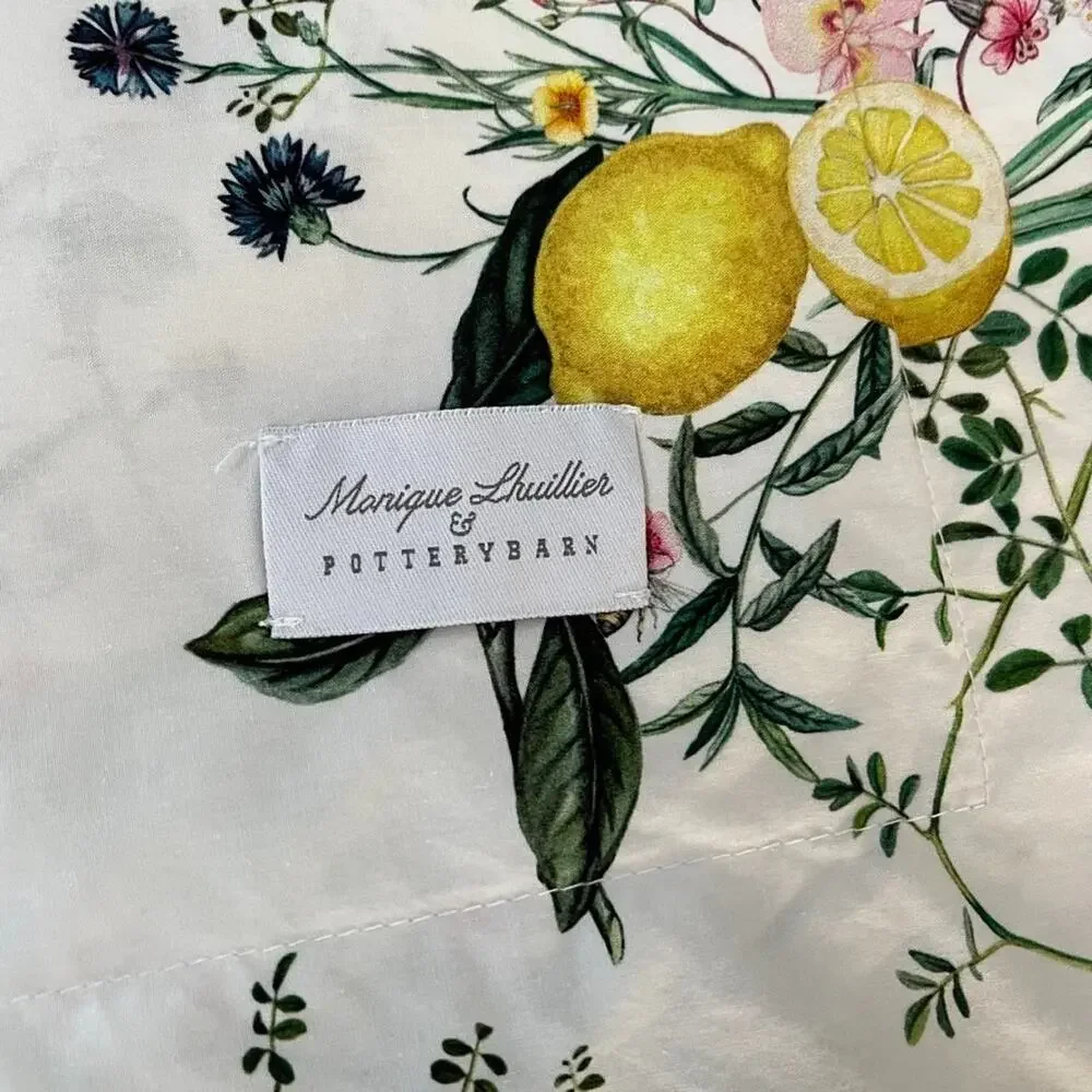 Pottery Barn Monique Lhuillier Positano Comforter & Sham 99 x 91 Lemon Print